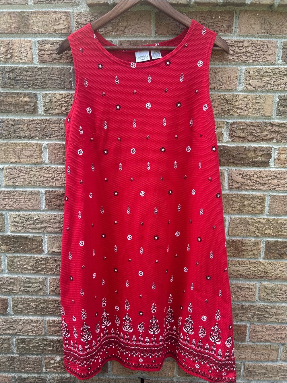 Carolina Colours vintage Red Sleeveless Embroidered Midi Dress size 16W